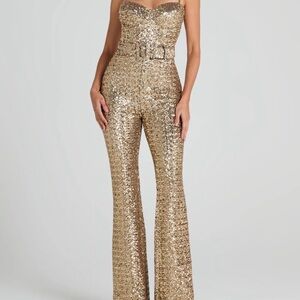 Nadine Merabi Gold Jumpsuit